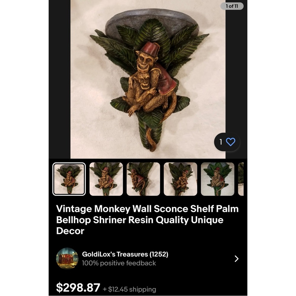 🐒 Monkey Couple Wall Sconces - Set of 2 🐒 - Picture 8 of 8